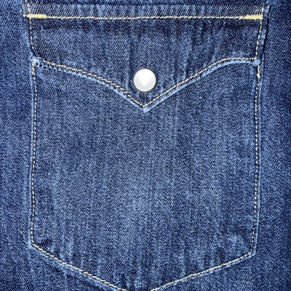 Internal Sample Levi's Pearl Snap Denim Long Sleeve Shirt Women's Sz M Slim Blue